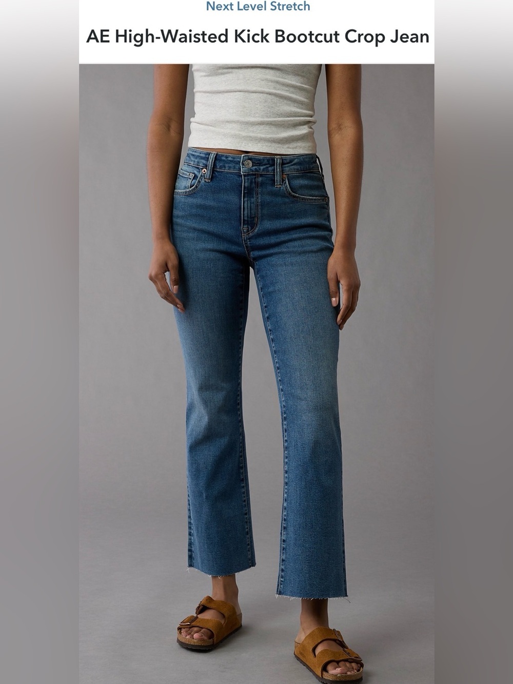 American Eagle Women’s High-Waisted Kick Bootcut Crop Jeans, Size 6 Short